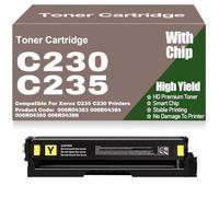 High Yield C230 C235 Toner Cartridges With Chip 006R04383 006R04384 006R04385 006R04386 Black Yellow Cyan Magenta for Xerox C235 C230 Printers,C230-Yellow