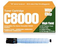 High Yield C8000 Toner Cartridges Compatible 106R04050 106R04051 106R04052 106R04053 Toner High Capacity for Xerox Versalink C8000 Printers with Chip,Cyan-C8000