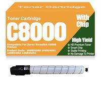 High Yield C8000 Toner Cartridges Compatible 106R04050 106R04051 106R04052 106R04053 Toner High Capacity for Xerox Versalink C8000 Printers with Chip,Black-C8000