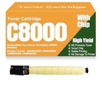 High Yield C8000 Toner Cartridges Compatible 106R04050 106R04051 106R04052 106R04053 Toner High Capacity for Xerox Versalink C8000 Printers with Chip,Yellow-C8000
