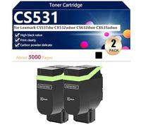 High Yield CS531 Toner Cartridge Replacement for Lexmark CS531dw CX532adwe CS632dwe CX635adwe Printers, Clear and Durable,Black-2 pack
