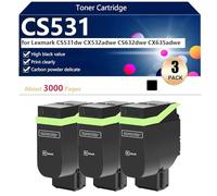 High Yield CS531 Toner Cartridge Replacement for Lexmark CS531dw CX532adwe CS632dwe CX635adwe Printers, Clear and Durable,Black-3 pack