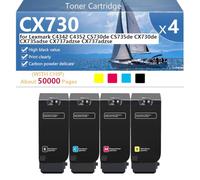 High Yield CX730 Toner Cartridge Replacement for Lexmark C4342 C4352 CS730de CS735de CX730de CX735adse CX737adzse CX737adzse Printers, Clear and Durable,BCMY-1 pack