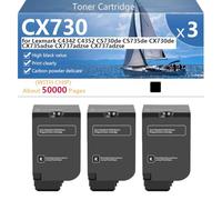High Yield CX730 Toner Cartridge Replacement for Lexmark C4342 C4352 CS730de CS735de CX730de CX735adse CX737adzse CX737adzse Printers, Clear and Durable,Black-3 pack