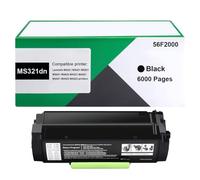 High Yield MS321dn Toner Cartridges Replacement For Lexmark 56F2000 56F2H00 For Lexmark MS321 MS421 MS521 MS621 MS622 MX321 MX421 MX521 MX522 MX622 Printers, With Chip,Black-6000 Pages