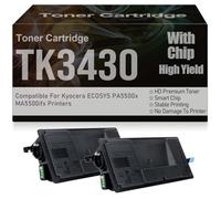 High Yield PA5500x MA5500ifx Toner Cartridges TK3430 Black Toner Cartridge with Chip High Capacity Compatible for Kyocera ECOSYS PA5500x MA5500ifx Printers 25000 Pages,TK3430-2PC