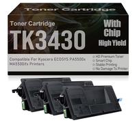 High Yield PA5500x MA5500ifx Toner Cartridges TK3430 Black Toner Cartridge with Chip High Capacity Compatible for Kyocera ECOSYS PA5500x MA5500ifx Printers 25000 Pages,TK3430-3PC