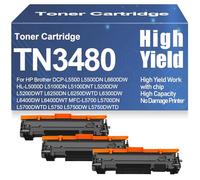 High Yield TN3480 Toner Cartridge Compatible for Brother DCP-L5500 L5500DN L6600DW HL-L5000D L5100DN L5100DNT L5200DW L5200DWT L6250DN L6250DWTD L6300DW Printers,TN3480-3PC