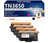 High Yield TN3650 Toner Cartridge Replacement for Brother DCP-L5510DW HL-L5210DN MFC-L5710DN Printers, Clear and Durable,Black-4 pack