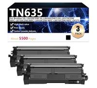 High Yield TN635 Toner Cartridge Replacement for Brother HL-L8430CDW HL-L8430CDWT HL-L8570CDW MFC-L8730CDW MFC-L8930CDW MFC-L8970CDW MFC-EX575 Printers, Clear and Durable,Black-3 pack