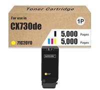 High Yield Toner Cartridge CX730de 71C20K0 71C20C0 71C20M0 71C20Y0 Compatible For Lexmark CS730de CS735de CX730de CX735adse CX737adzse Printers, 5000 Pages,Yellow-1 Set