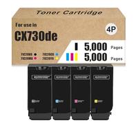 High Yield Toner Cartridge CX730de 71C20K0 71C20C0 71C20M0 71C20Y0 Compatible For Lexmark CS730de CS735de CX730de CX735adse CX737adzse Printers, 5000 Pages,4 Colors-1 Set