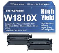 High Yield W1810X Toner Cartridges Compatible W1810A Toner Cartridge High Capacity Work for HP 303d 303dw MFP 323d 323sdn 323dnw 323sdnw 355sdnw 351sdn with chip,W1810X-2PC