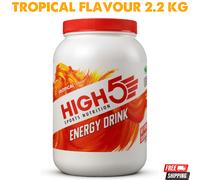 HIGH5 Energy Drink - Electrolytes Sport Energy Drink Powder - Isotonic Drink with 2:1 Fructose - Hydration for Running, Cycling, Endurance Fuel - Natural Flavours, Vegan (Tropical, 2.2kg, 46 Servings)
