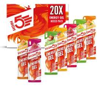 HIGH5 Sport Gel Running Pack - Energy Sachets for Quick Fuel - Natural Fruit Juice, With & Without Caffeine - Perfect for Intense Training: Running, Cycling, Ironman, Football (Mixed Flavours, 20x40g)