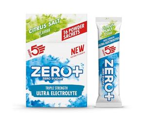 HIGH5 ZERO+ Ultra Electrolytes Hydration Sachets - Triple Strength Hypotonic Sugar Free Electrolytes Powder - Fast Fluid Absorption Rehydration Sachets for Endurance (Citrus Salt, 16 x 17.5g)