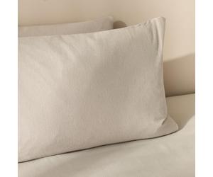 Highams 100% Brushed Cotton Pillowcases 2 Pack, Ultra Soft Standard Size Pillowcases with Envelope Closure Wrinkle & Fade Resistant Pillow Covers, Natural - 50 x 75cm