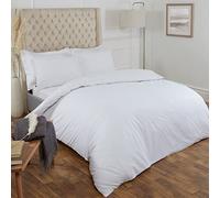 Highams Plain 100 Cotton Duvet Cover Bedding Set - White / Double