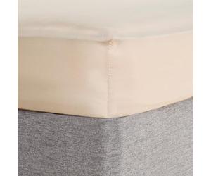 Highams 100% Cotton Fitted Sheet Single, Easy Care Soft Fitted Bed Sheet Deep Pocket 12 Inch (30 cm) Shrinkage & Fade Resistant Plain Dyed Bottom Sheets, Natural - 90 x 190cm