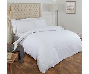 Highams 100% Pure Cotton Duvet Set King Size, Super Soft Absorbent 200 Thread Count Plain Dyed Quilt Cover Set Luxury King Size Bedding with Pillowcases, White