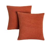Highams Boucle Cushion Covers 45 x 45, Super Soft Decorative Square Throw Pillow Covers Pack of 2 with Invisible Zipper for Sofa Couch Living Bedroom Pillowcases, Rust
