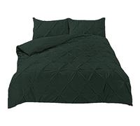 Highams Diamond Pintuck Duvet Set - Forest Green / 5cm / King
