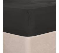Highams Fitted Sheet Superking Size Black, Easy Care Soft Polycotton Fabric Deep Pocket 12 Inch (30 cm) Shrinkage & Fade Resistant Plain Bottom Sheet, 180 x 200cm