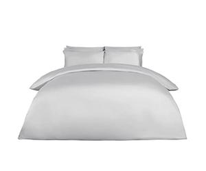 Highams Luxury 400TC Premium Quality 100% Cotton Duvet Cover with Pillowcase Quilt Easy Care Bedding Set, Silver - Single