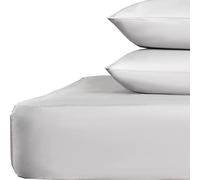 Highams Luxury Plain Dyed Fitted Bed Sheet Polycotton Easy Care Bedding, Silver Grey - Double