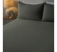 Highams Single Fitted Sheet, Easy Care Soft 100% Brushed Cotton Fabric Deep Pocket Shrinkage and Fade Resistant Plain Double Bed Sheet, Woodland Green - 90 x 190cm