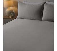 Highams Single Fitted Sheet Grey, Easy Care Soft 100% Brushed Cotton Fabric Single Bed Sheets Deep Pocket Shrinkage and Fade Resistant Bottom Sheet, 90 x 190cm