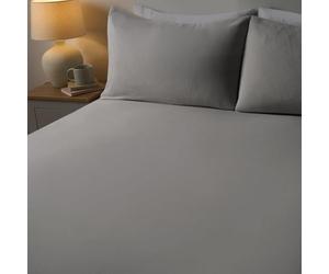 Highams Single Fitted Sheet Grey, Easy Care Soft 100% Brushed Cotton Fabric Single Bed Sheets Deep Pocket Shrinkage and Fade Resistant Bottom Sheet, 90 x 190cm