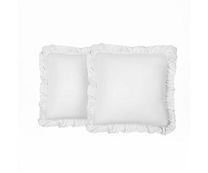 Highams Sofa Seat Cushions, Throw Pillow Scatter Cushions 45x45 Cushion Soft Decorative Sofa Chair Lounger, Faux Linen Frill - 2 Pack White