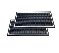 Highball & Chaser Bar Mat 12in x 6in. 1cm Thick Durable and Stylish Bar Mat for Spills, Service Mat for Coffee, Bars, Restaurants CounterTop Dish Drying Mat, Glass Drying Mat (White Border, 2 Pack)