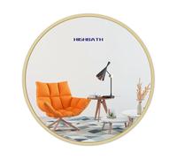 HIGHBATH 60x60 cm Large Round Metal Framed Wall Mirror, Gold Brushed Frame, HD Glass Mirror for Bathroom, Living Room, Bedroom