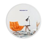 HIGHBATH 60x60 cm Large Round Metal Framed Wall Mirror, White Brushed Frame, HD Glass Mirror for Bathroom, Living Room, Bedroom