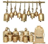 HIGHBIX Rustic Handmade Christmas Jingle Cowbells on Metal Hanging Rod Complete Set Vintage-Style Farmhouse Holiday Decor Perfect for Decorations, Wall Accents, and Gifts