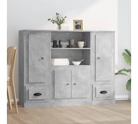 Highboard 132x35.5x103.5cm Concrete Grey Engineered Wood 3-Piece Modern Storage