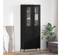 Highboard 2-Door Black Oak Engineered Wood 69.5x34x180cm ModernSlim Wall-Mounted