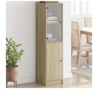 Highboard 2 Door Sonoma Oak 35x37x142cm Engineered Wood Modern Storage Cabinet.