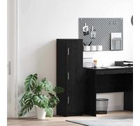 Highboard 3-Door Black Oak 31.5x32x122.5cm Engineered Wood Slim Storage Cabinet