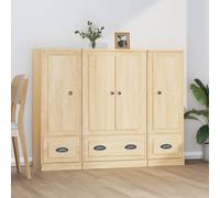Highboard 3pcs Sonoma Oak Engineered Wood 132x35.5x103.5cm White Finish Modern