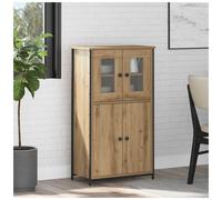 Highboard 4-Door Artisan Oak Engineered Wood 62x32x106.5cm Metal Legs Modern Eco