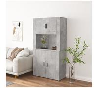 Highboard 4-Door Concrete Grey Engineered Wood 80x33x150cm Modern Storage Dining