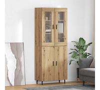 Highboard 4 Doors Artisan Oak 69.5x34x180cm Engineered Wood & Glass Modern Tall.