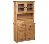 Highboard 4 Drawers 2 Doors 2 Glass Doors 93x40.5x180 cm Natural Solid Pine