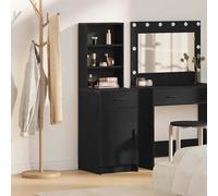 Highboard 40 x 40.5 x 135 cm Black Oak Engineered Wood 1 Door 1 Drawer Matte top