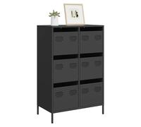 Highboard 6-Drawer Black Cold-Rolled Steel 68x39x101.5 cm Slim Storage for Home