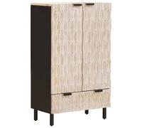 vidaXL Highboard White Wash Finish 60 x 33 x 100 cm Solid Mango Wood