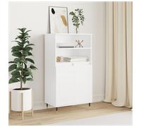Highboard 60x36x110cm White Engineered Wood 2-Door Modern Storage Cabinet Pro